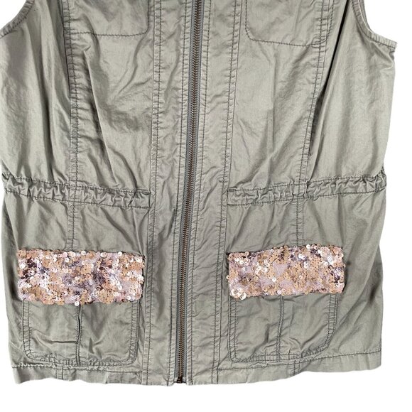 Chicos Womens Vest 0/S Green Office Work Career Sequin Capsule Everyday Minimal - Picture 4 of 13